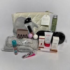 Spa Night Beauty Bundle w/ Clarins, Makeup, Velvet Pouch & Bath Set